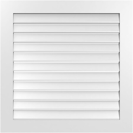 Ekena Millwork Vertical Surface Mount PVC Gable Vent: Functional, w/ 3-1/2"W x 1"P Standard Frame, 36"W x 36"H GVPVE36X3601SF